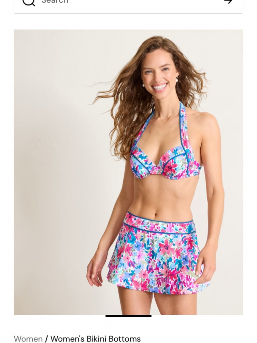 NWT Tommy Bahama Watercolor Floral Skirted Bikini Bottoms